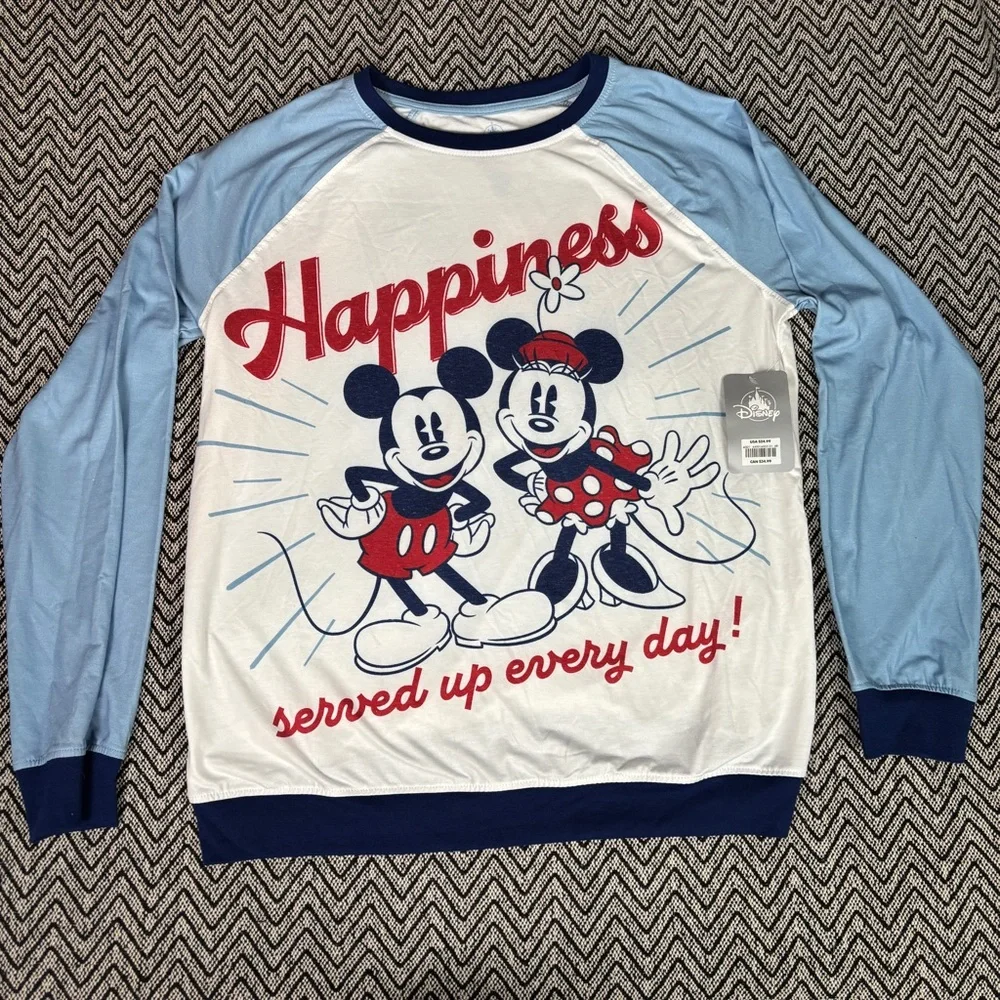 Disney Mickey & Minnie Mouse Blue, Red, White Pajama Shorts and Shirt Set - Picture 2 of 6